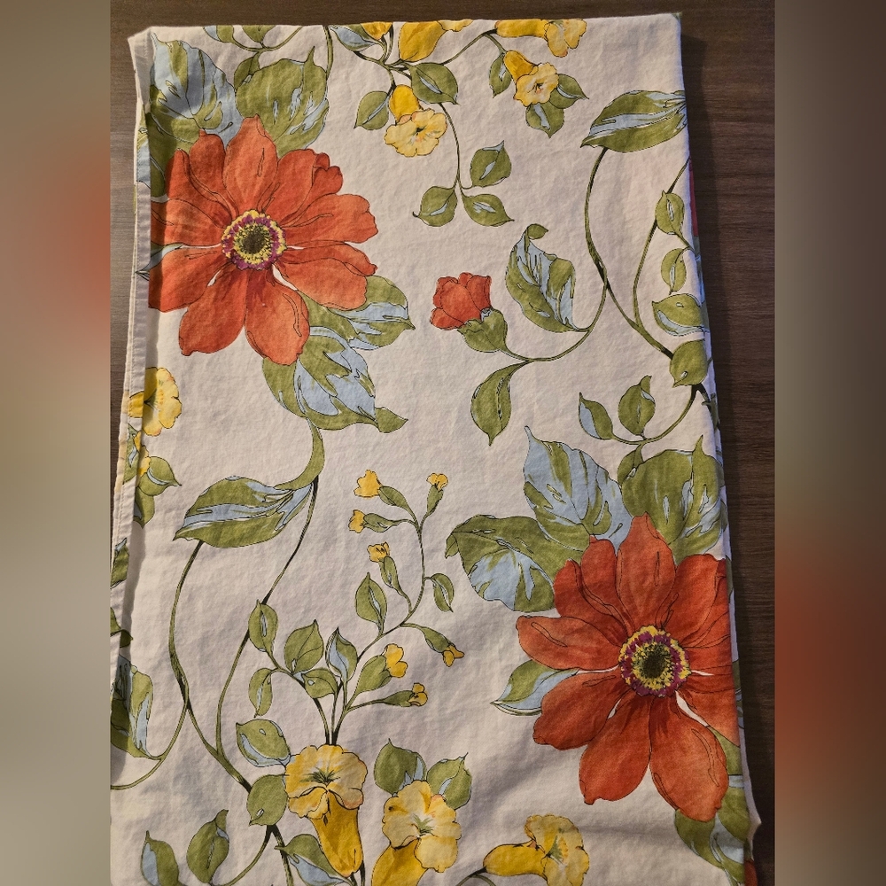 Pottery Barn Sophia Poppy Shower Curtain - Red, Yellow, Green Organic Boho - Picture 2 of 2